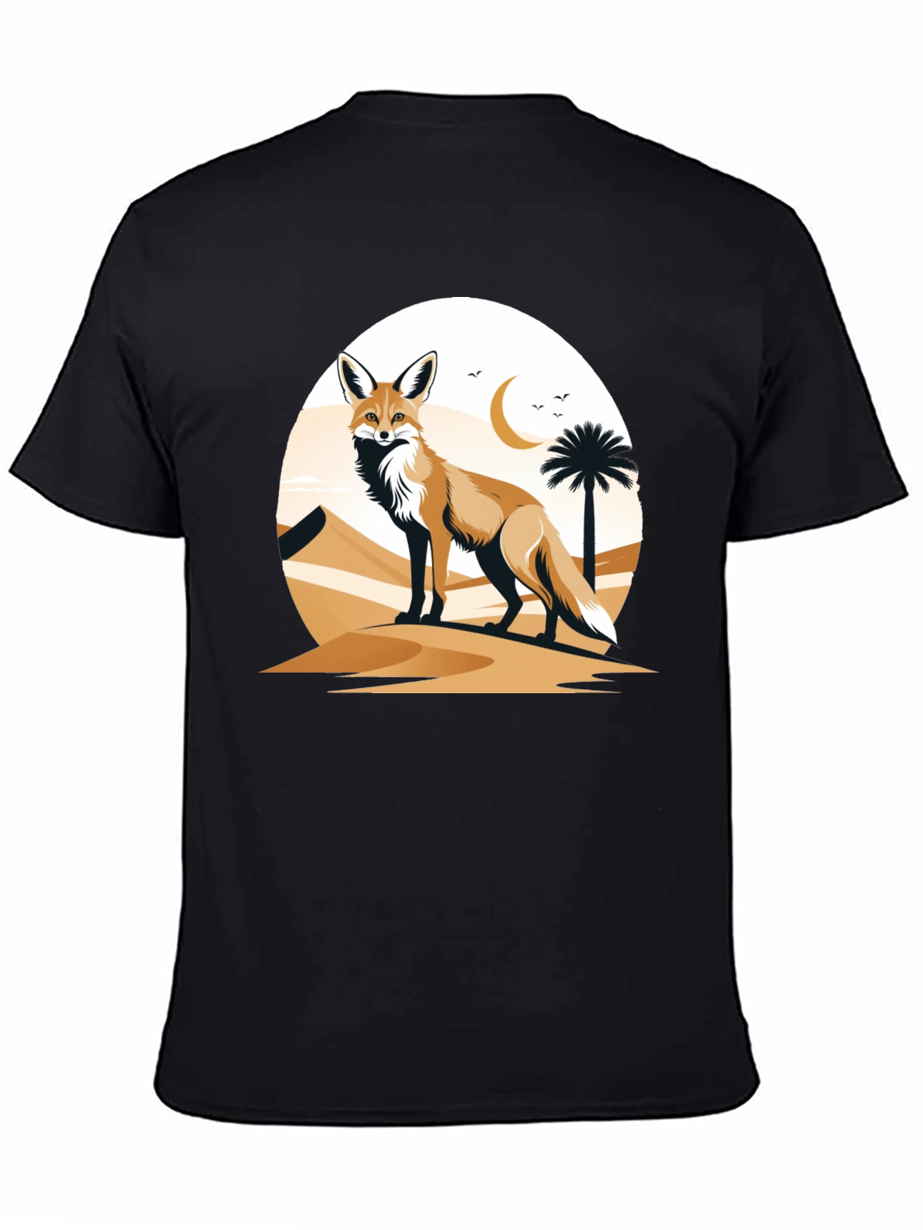 Camiseta Negra con Diseño de Zorro del Desierto