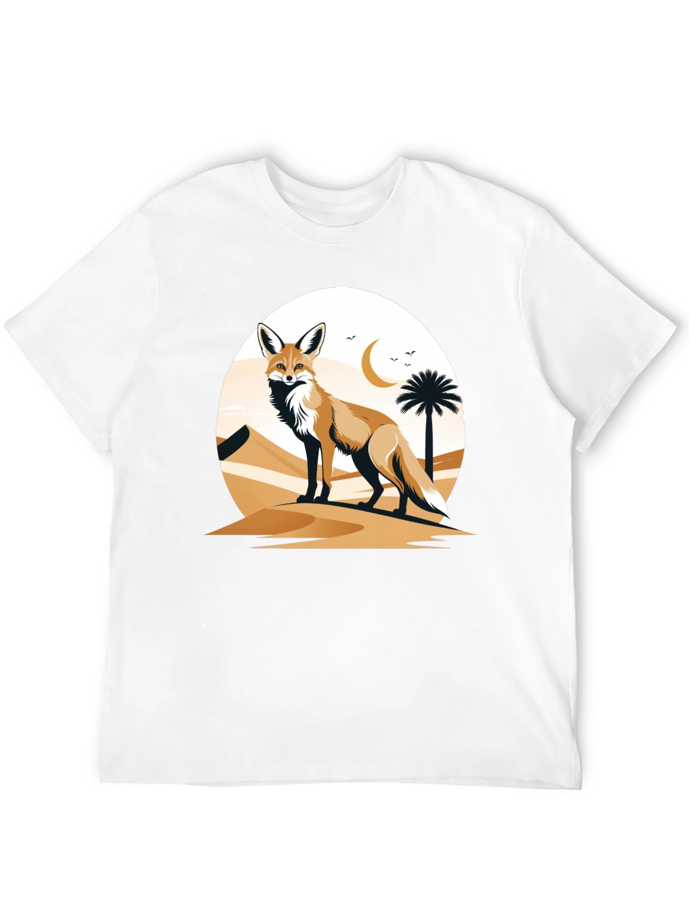 Camiseta Negra con Diseño de Zorro del Desierto