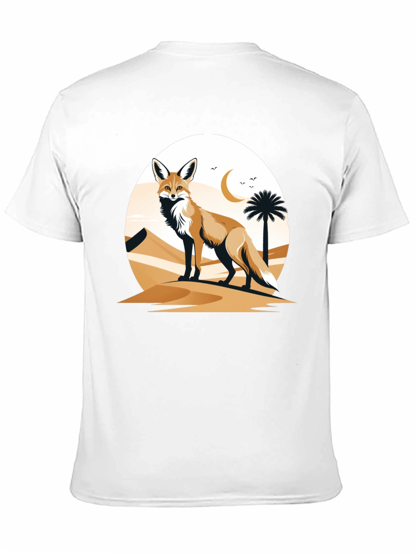 Camiseta Negra con Diseño de Zorro del Desierto