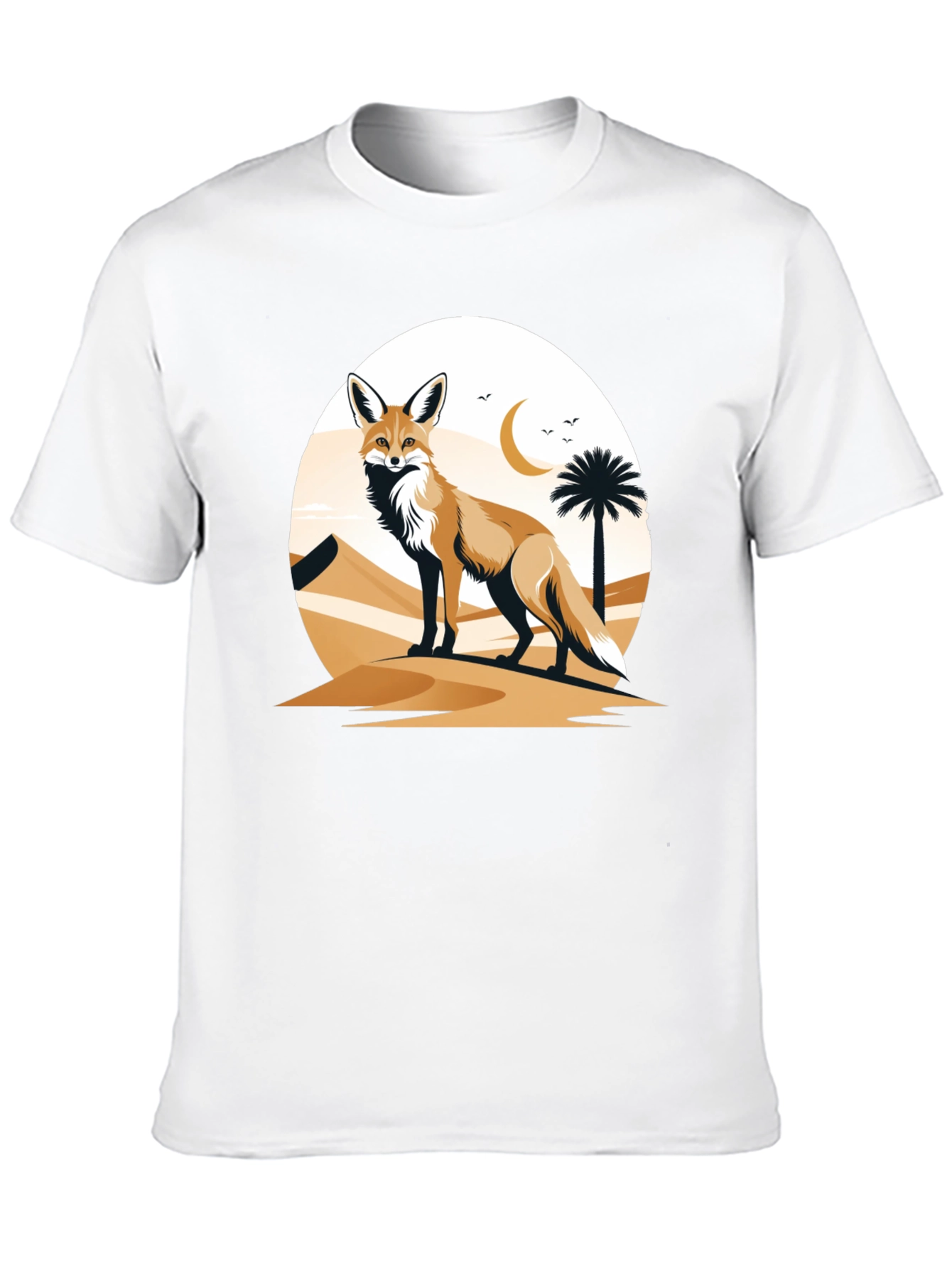 Camiseta Negra con Diseño de Zorro del Desierto