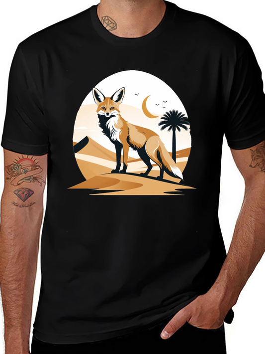 Camiseta Negra con Diseño de Zorro del Desierto