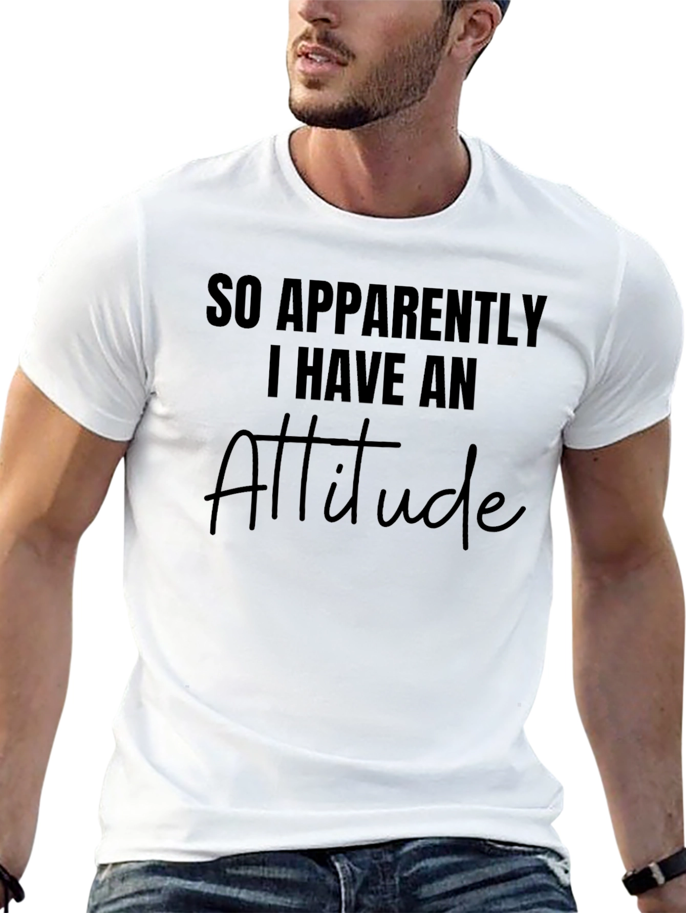 Camiseta Negra con Mensaje: Aparentemente Tengo Actitud