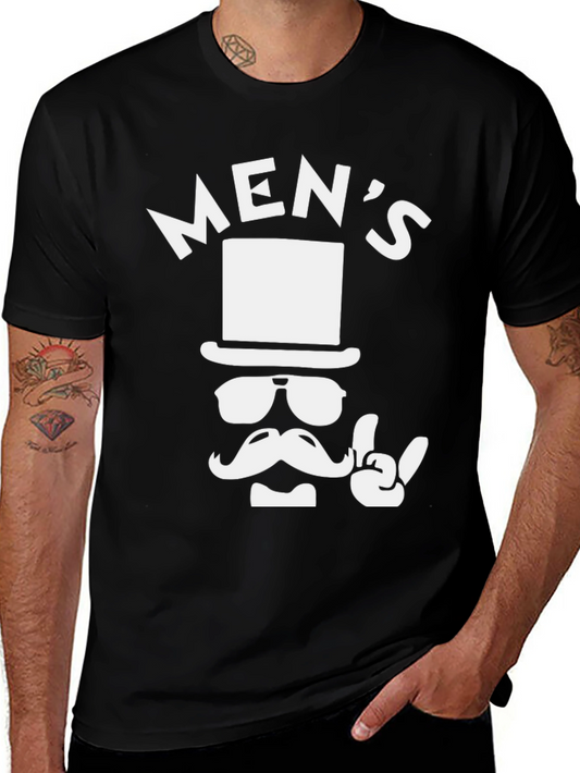 Camiseta Hombre Diseño Bigote y Sombrero