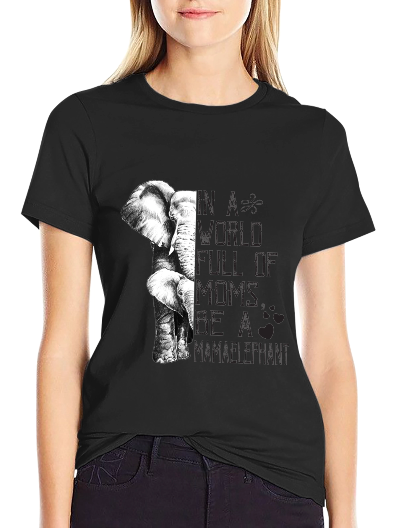 Camiseta Negra Mamá Elefante