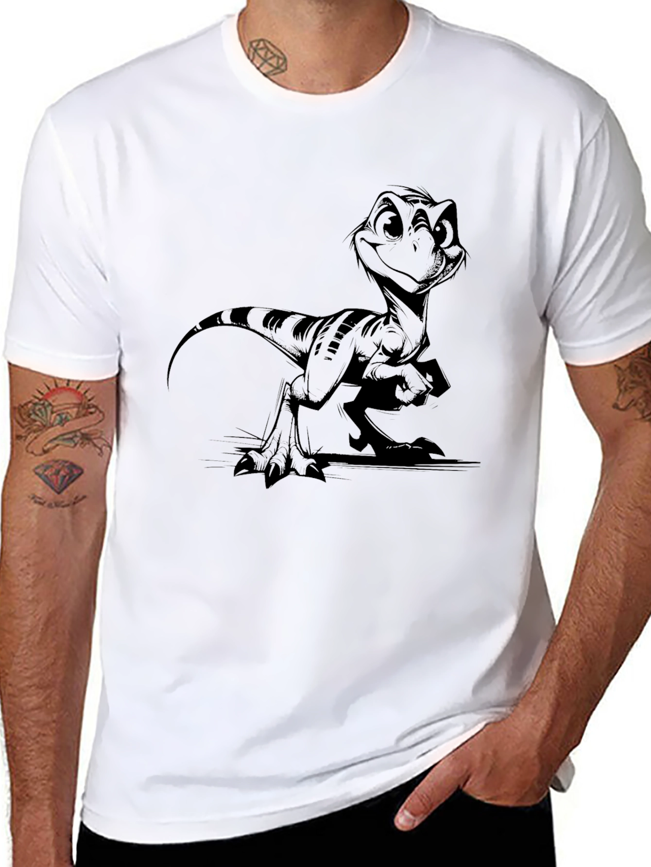 Camiseta Negra con Diseño de Dinosaurio