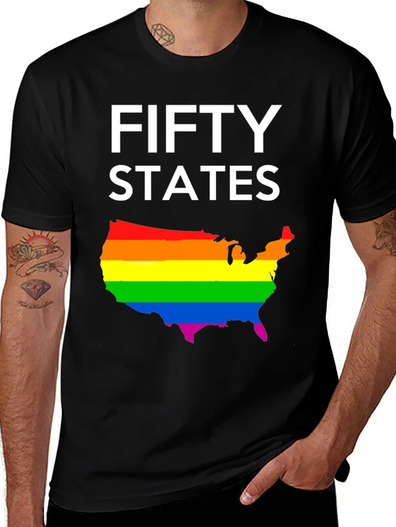 Camiseta Negra Fifty States Orgullo LGBT