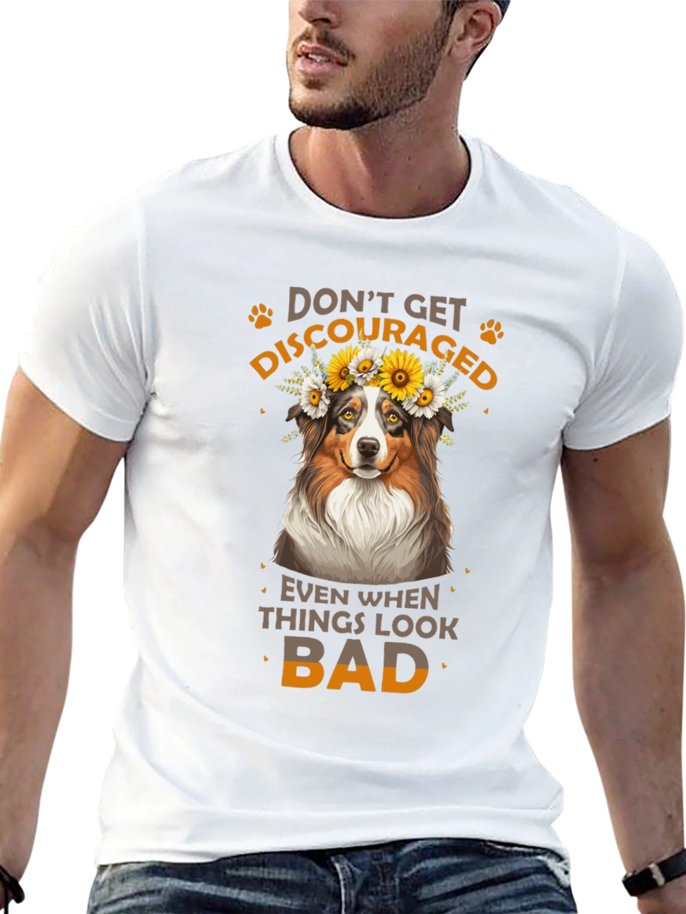 Camiseta Negra No Te Desanimes con Diseño de Perro