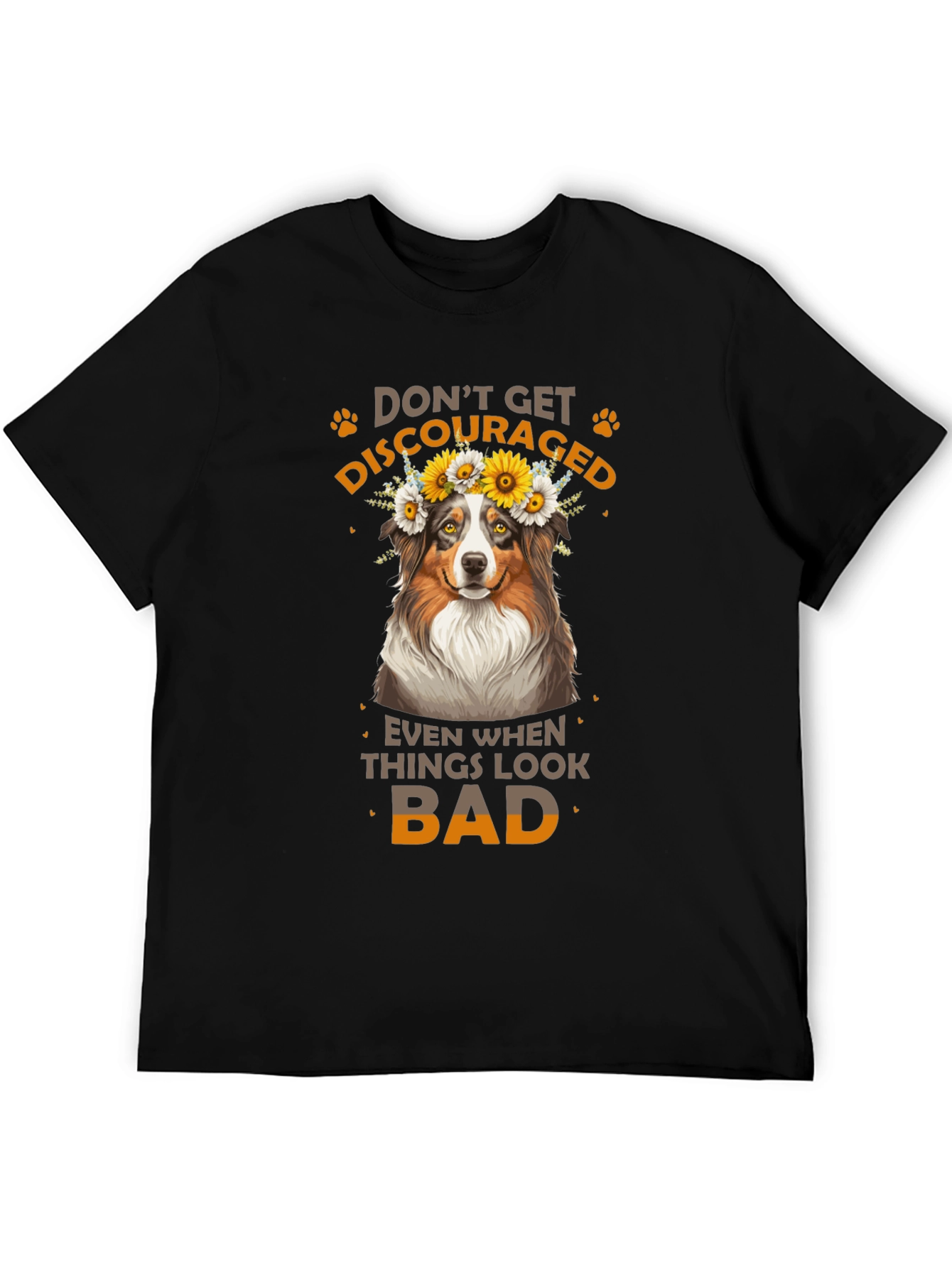Camiseta Negra No Te Desanimes con Diseño de Perro