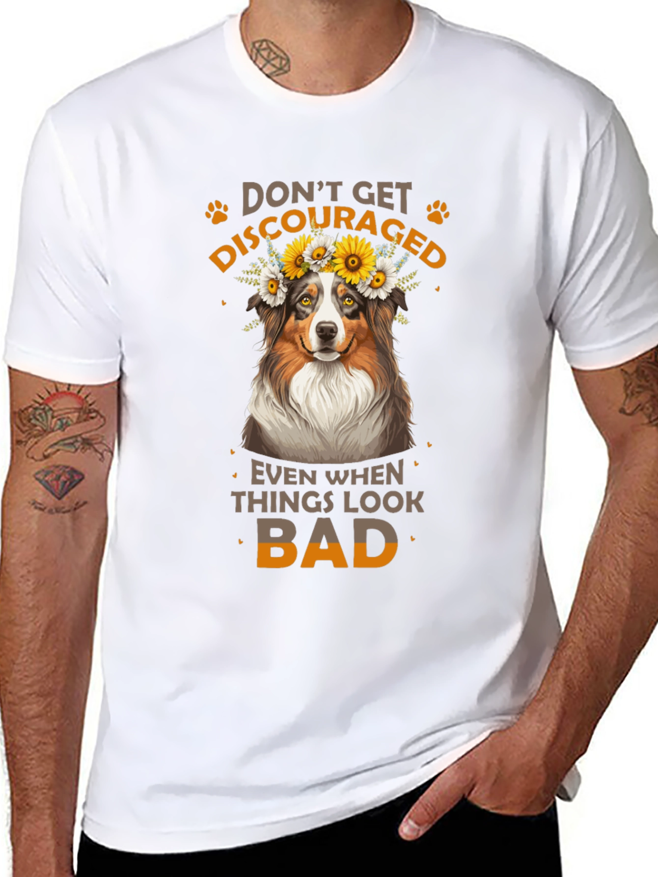 Camiseta Negra No Te Desanimes con Diseño de Perro