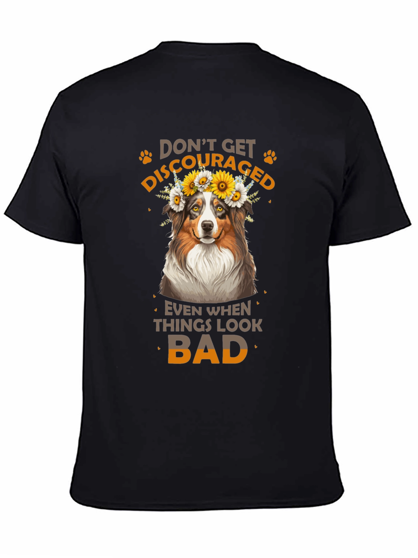 Camiseta Negra No Te Desanimes con Diseño de Perro