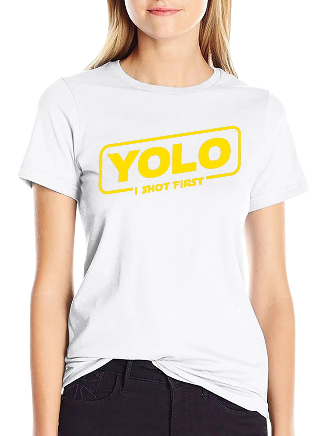 Camiseta Negra YOLO I Shot First Original