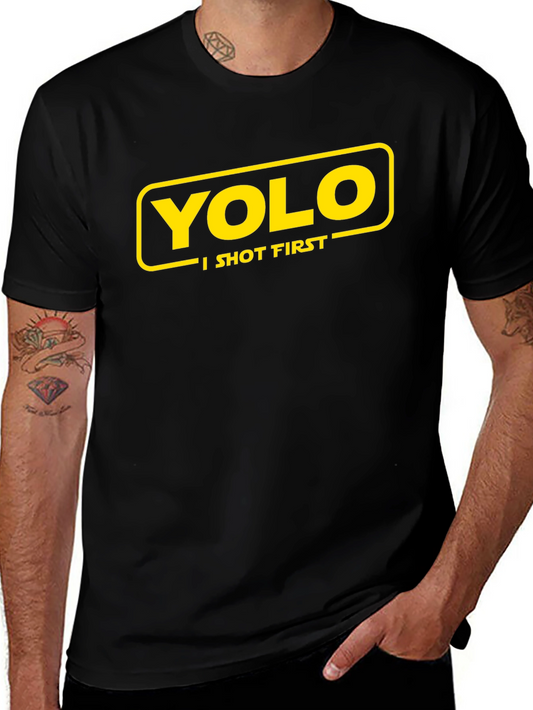 Camiseta Negra YOLO I Shot First Original