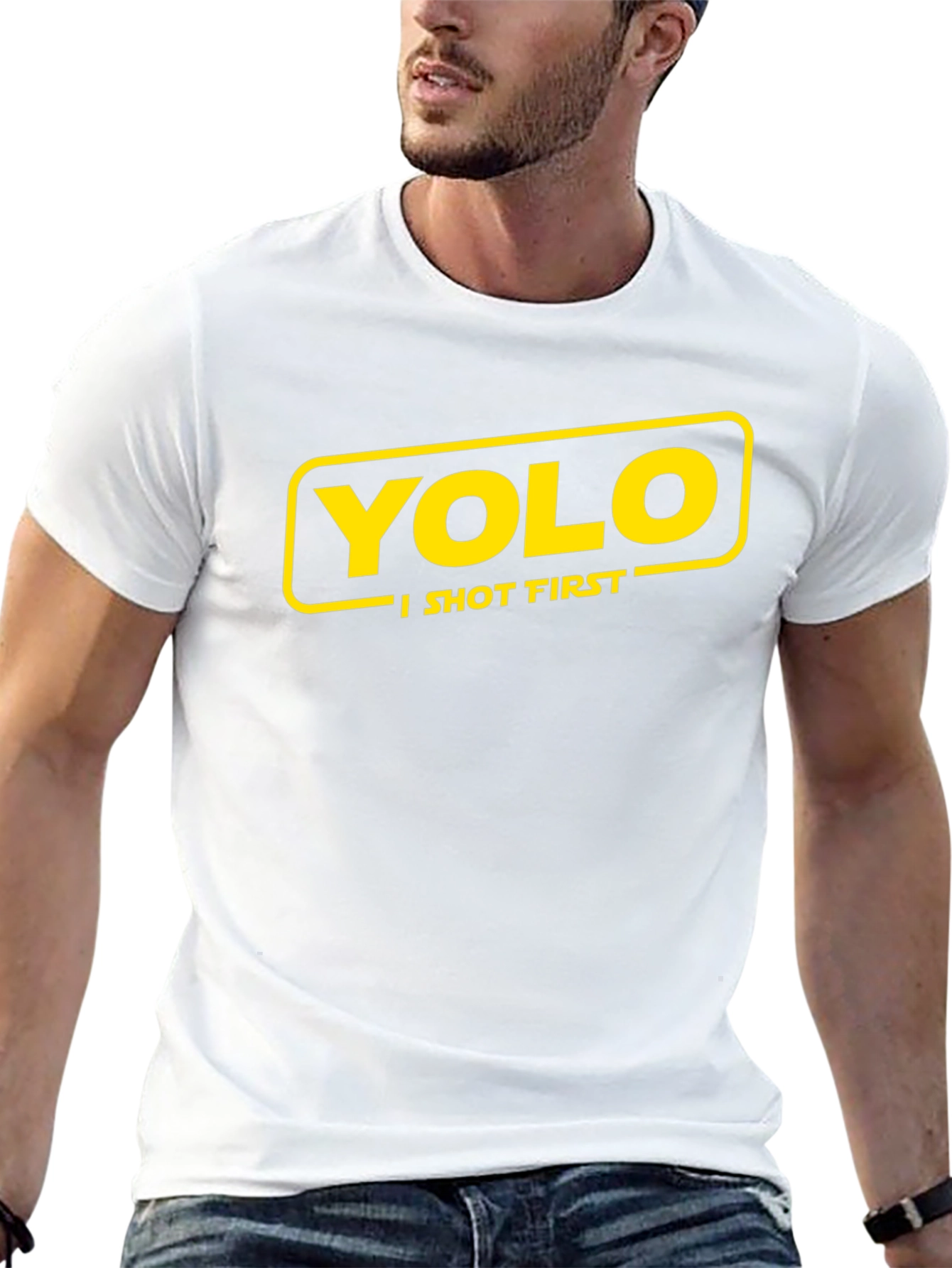 Camiseta Negra YOLO I Shot First Original