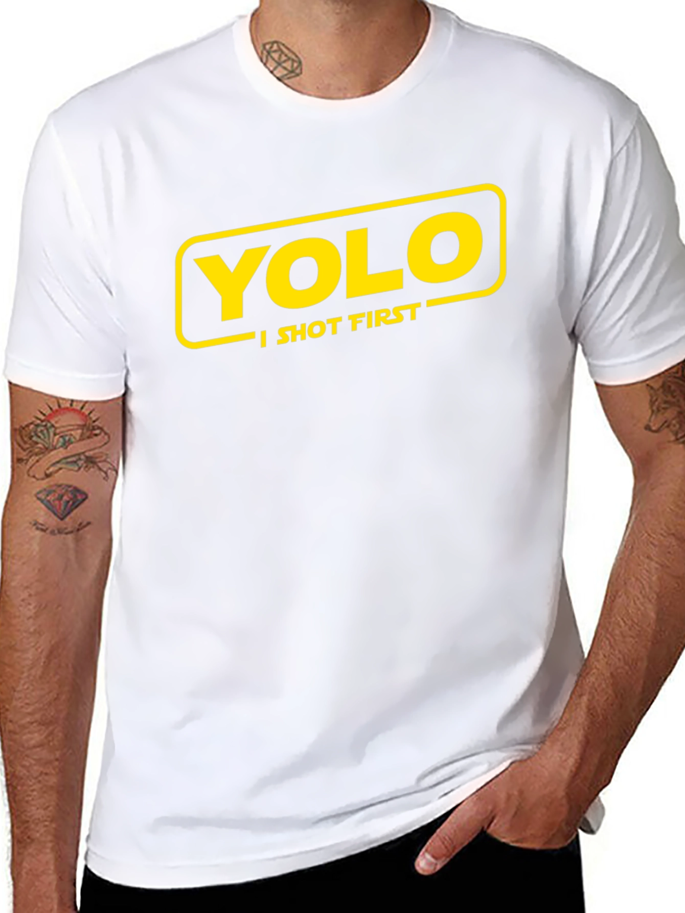 Camiseta Negra YOLO I Shot First Original