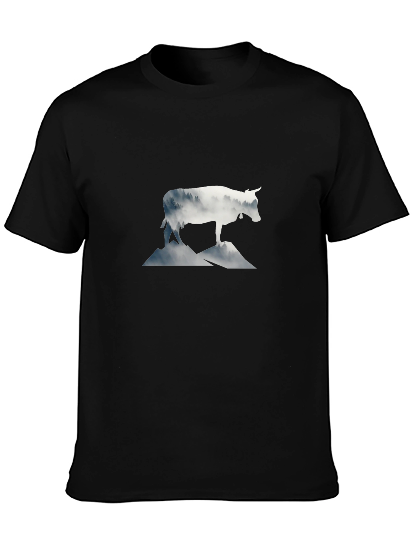 Camiseta Negra con Diseño de Vaca Alpina
