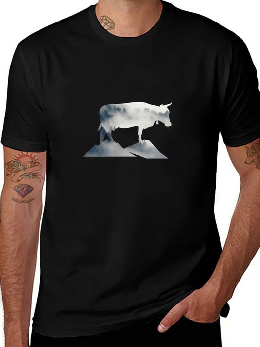 Camiseta Negra con Diseño de Vaca Alpina