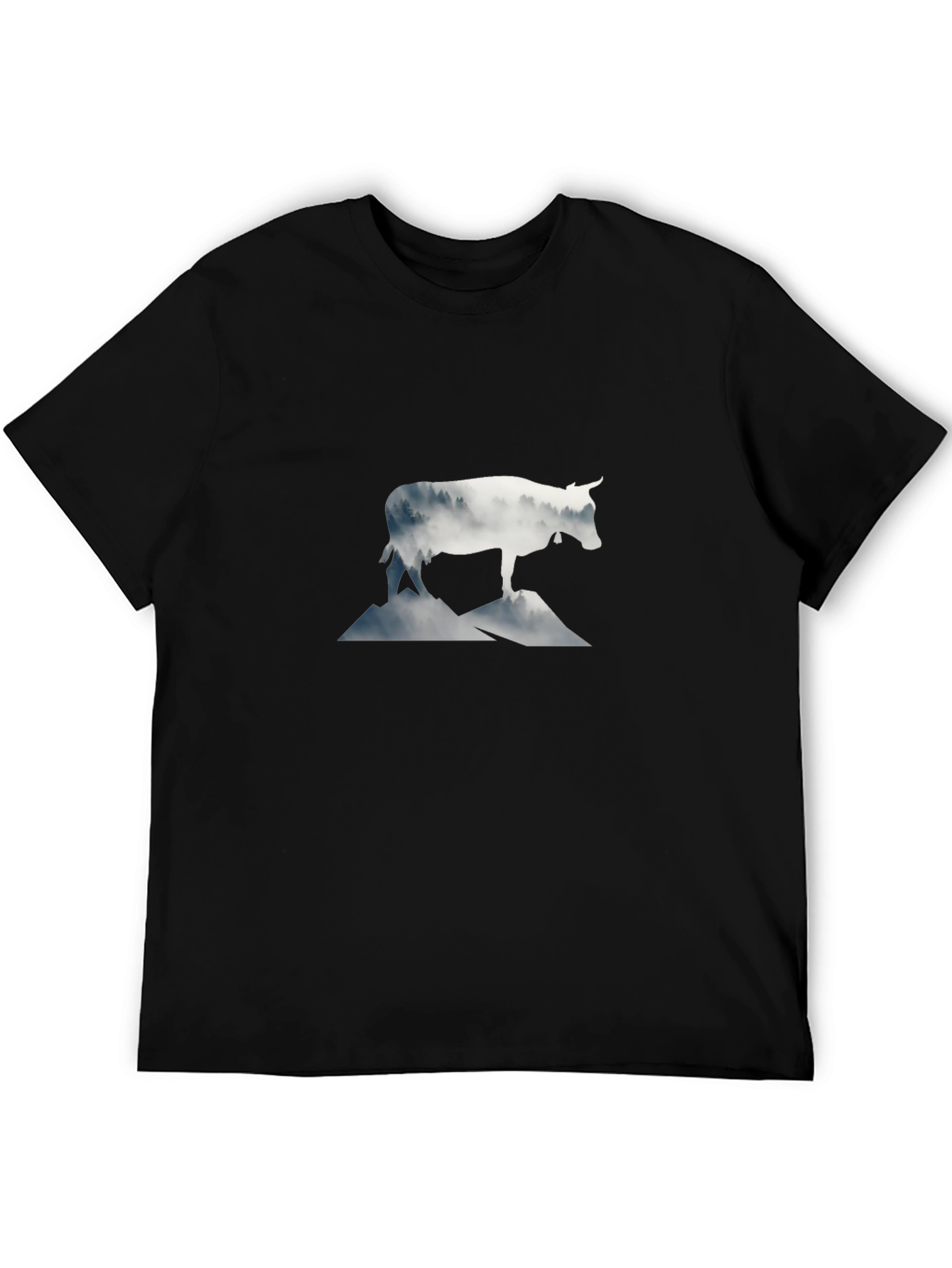 Camiseta Negra con Diseño de Vaca Alpina