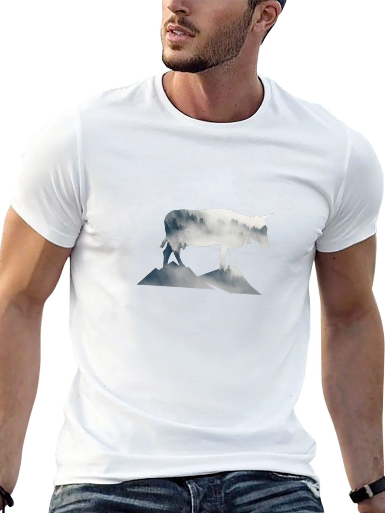 Camiseta Negra con Diseño de Vaca Alpina