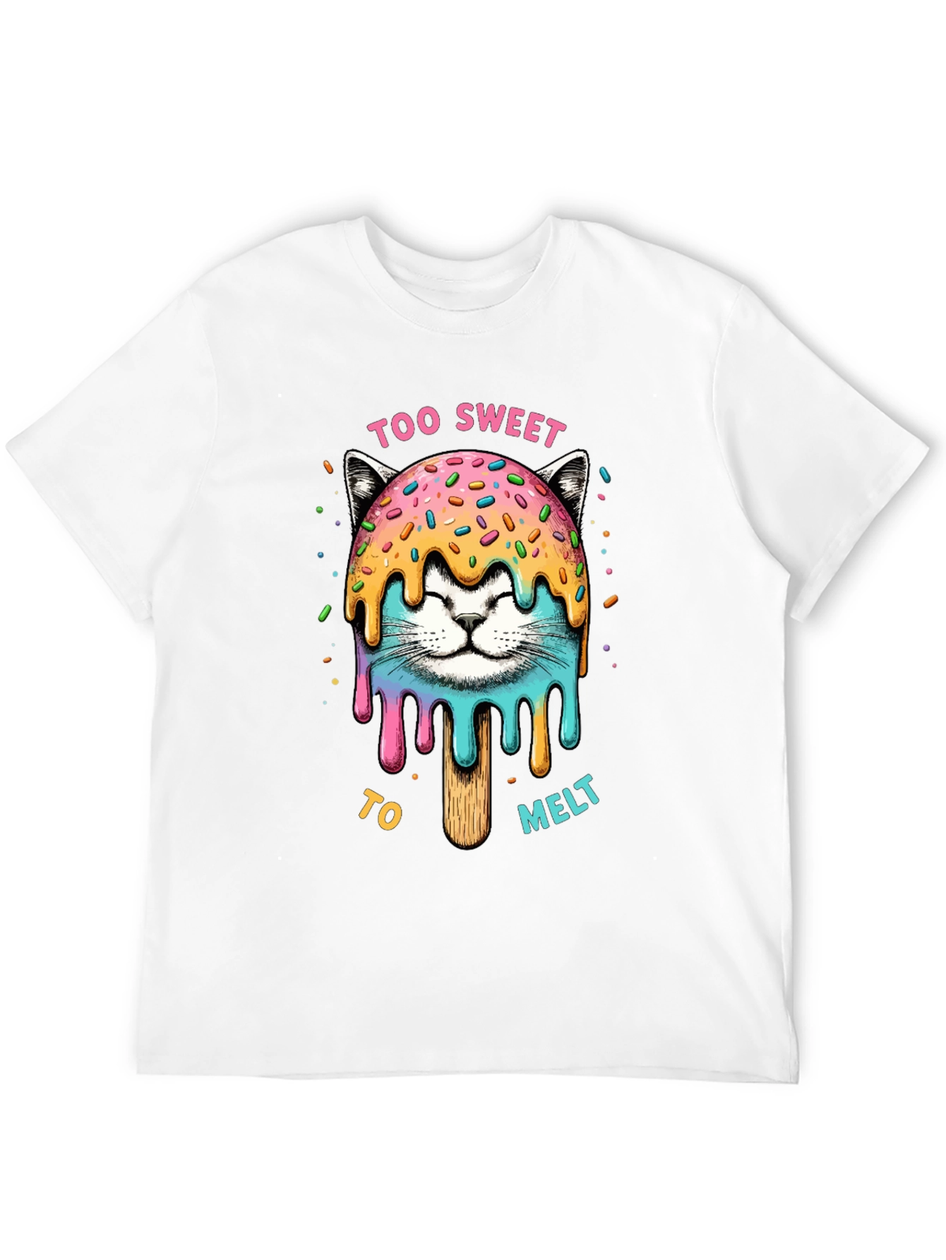 Camiseta Negra con Diseño de Gato Helado