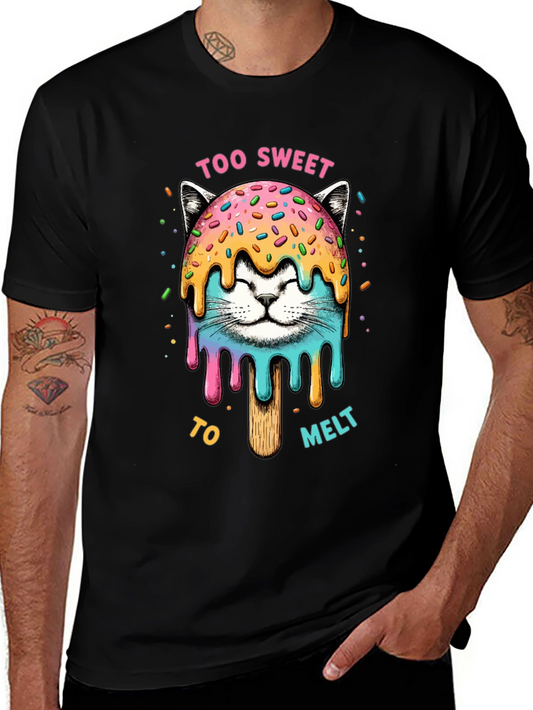 Camiseta Negra con Diseño de Gato Helado