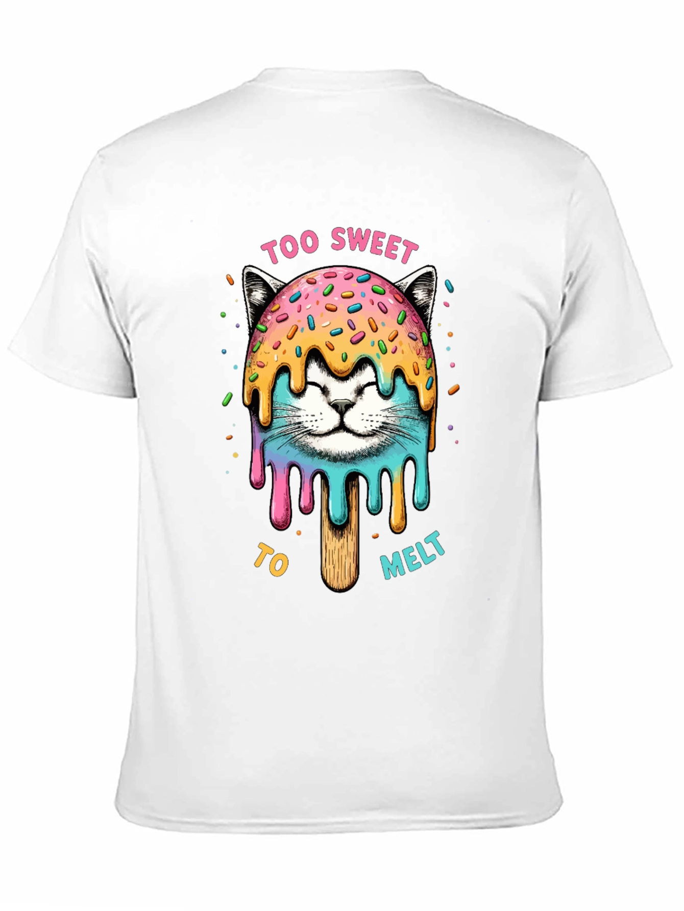 Camiseta Negra con Diseño de Gato Helado