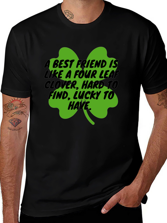 Camiseta Negra Trébol de la Suerte para Amigos