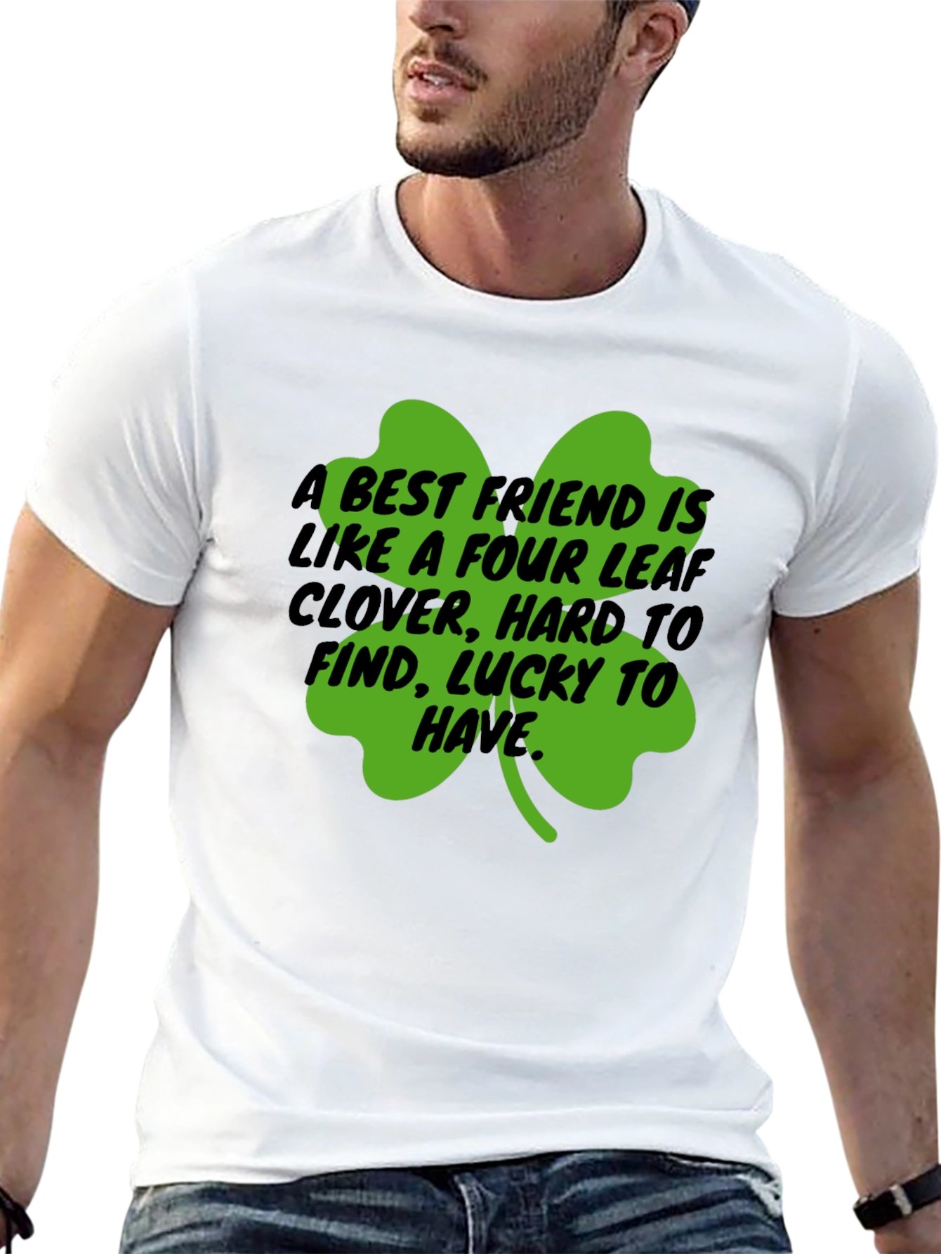 Camiseta Negra Trébol de la Suerte para Amigos