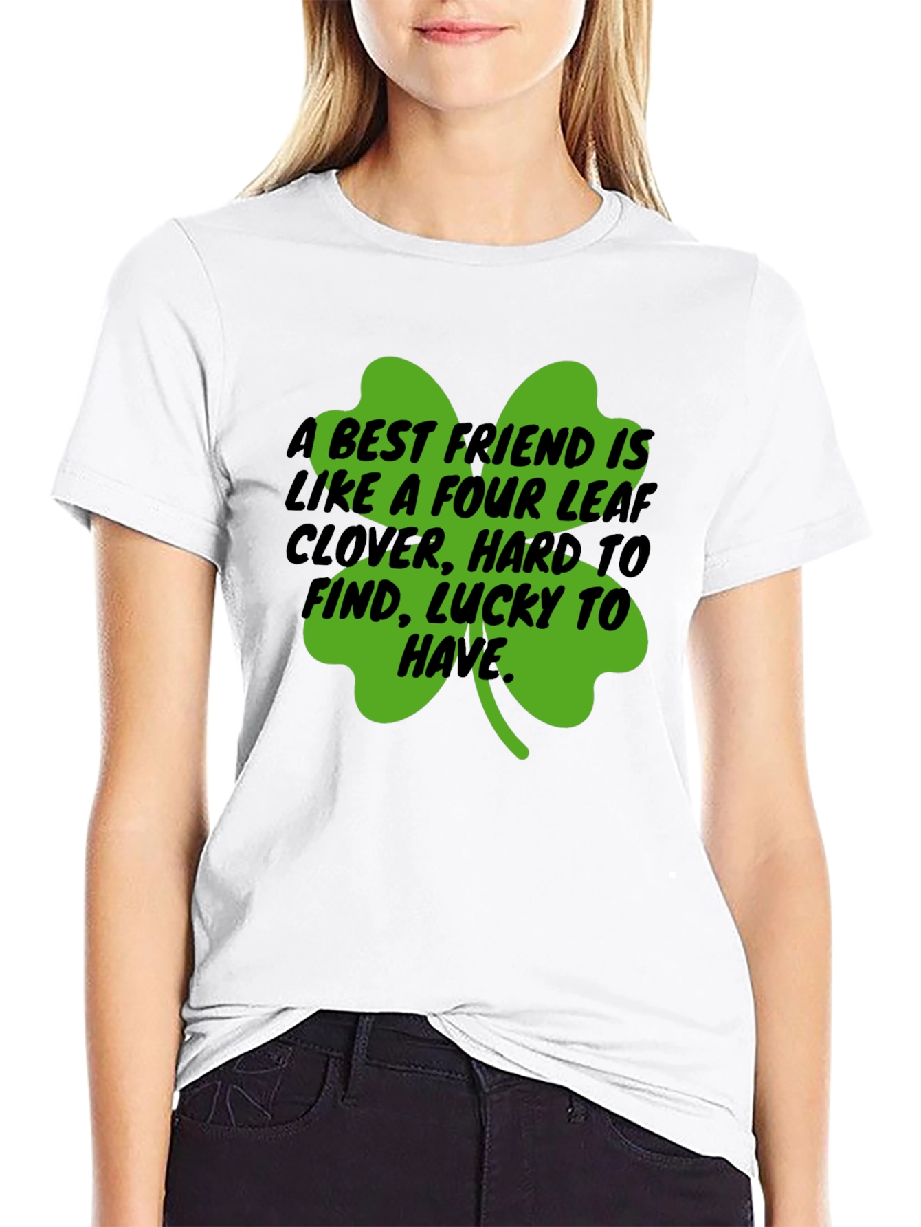 Camiseta Negra Trébol de la Suerte para Amigos