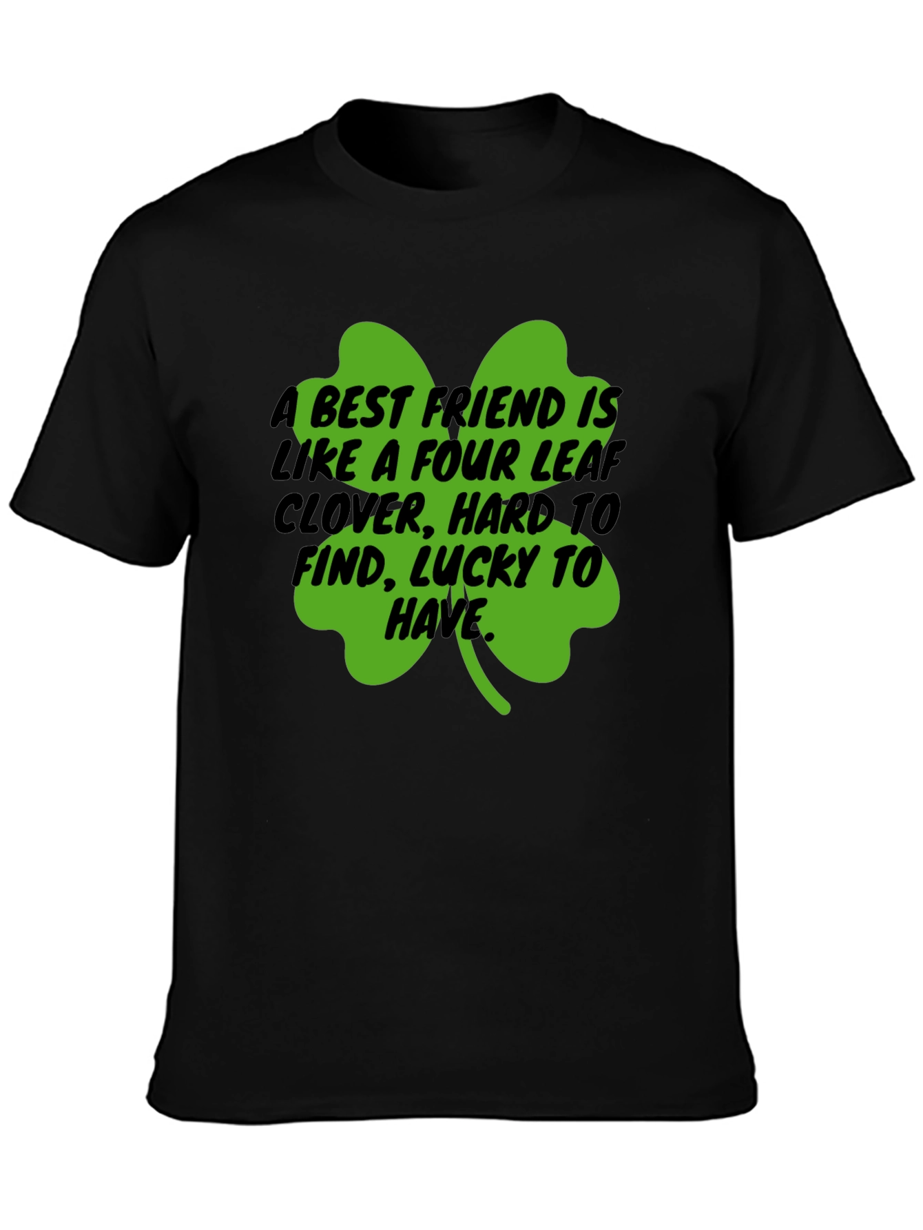 Camiseta Negra Trébol de la Suerte para Amigos