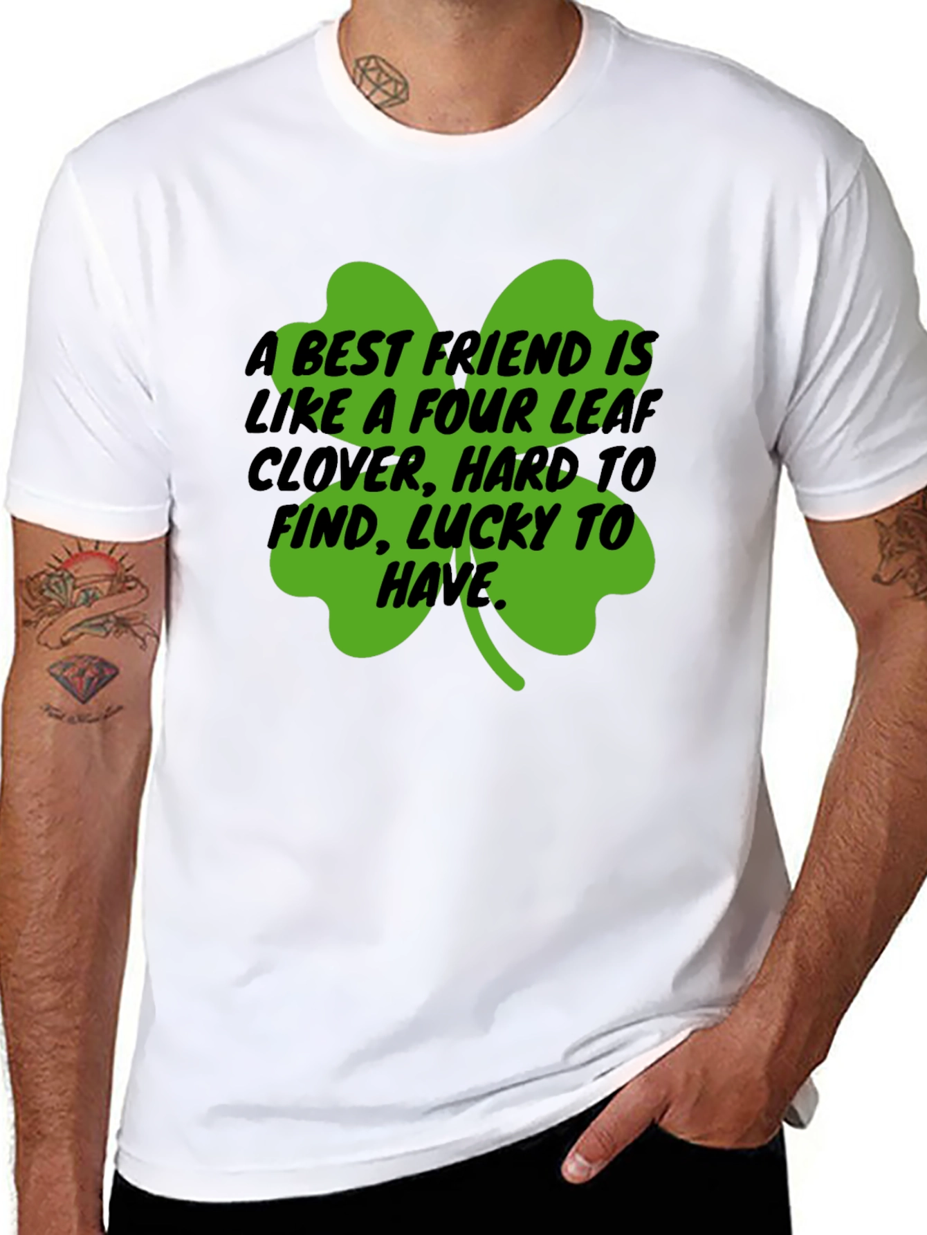 Camiseta Negra Trébol de la Suerte para Amigos