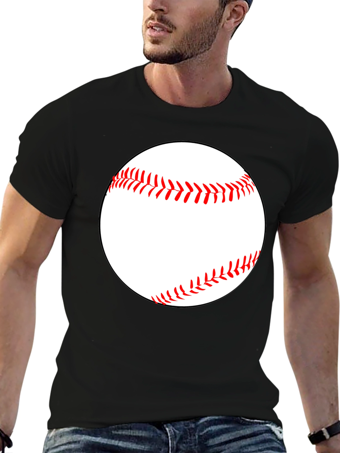 Camiseta Negra con Diseño de Béisbol