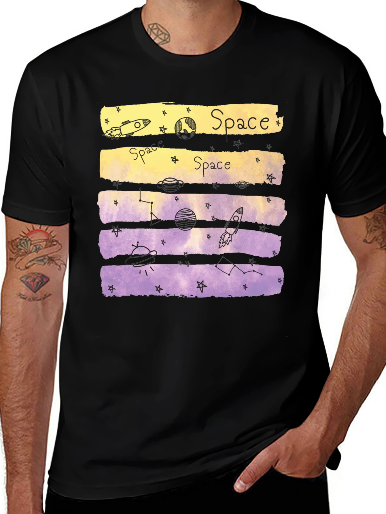 Camiseta Espacial Hombre Diseño Galaxy