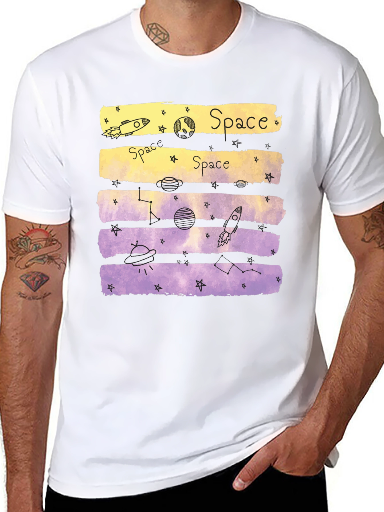 Camiseta Espacial Hombre Diseño Galaxy