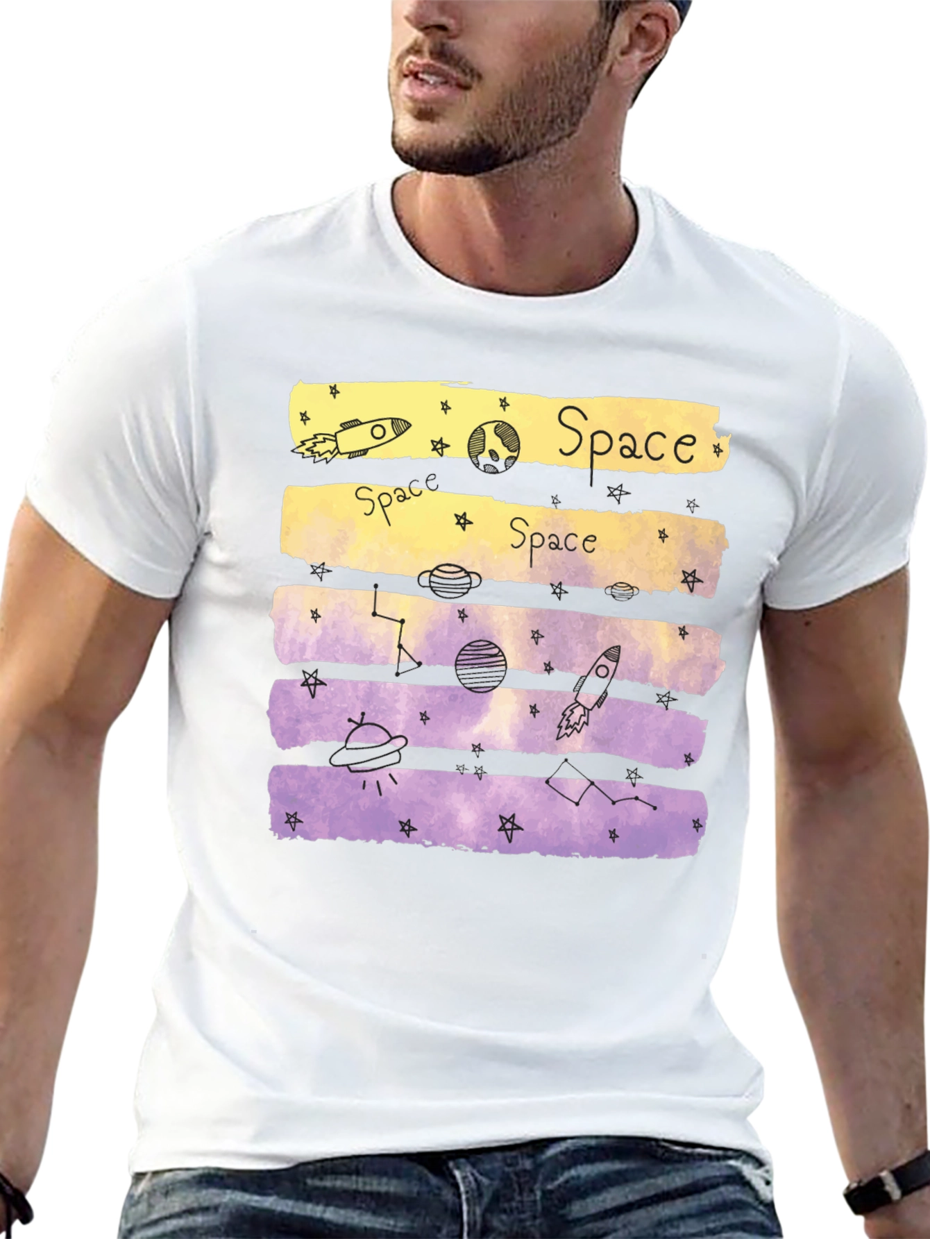 Camiseta Espacial Hombre Diseño Galaxy