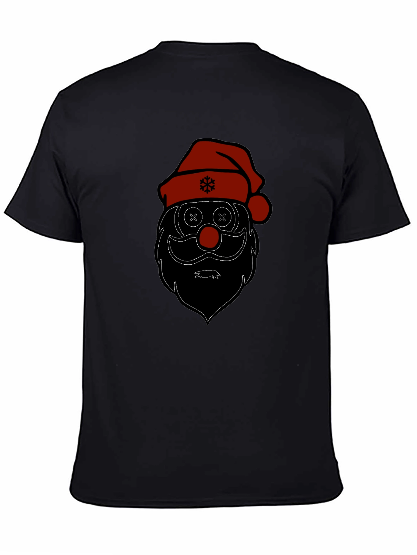 Camiseta Negra Estampado Santa Claus Divertido