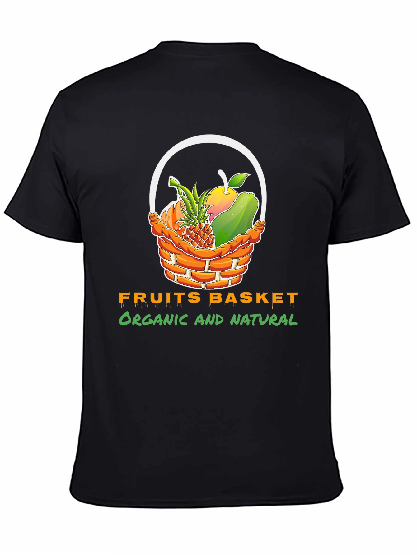 Camiseta Negra con Diseño Frutal Orgánico y Natural