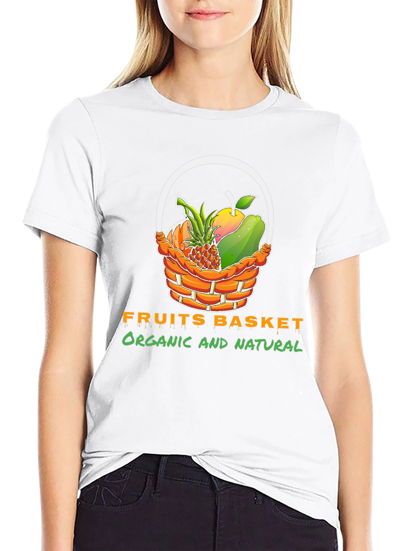 Camiseta Negra con Diseño Frutal Orgánico y Natural