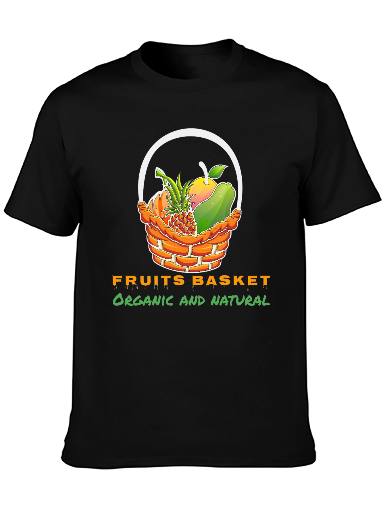 Camiseta Negra con Diseño Frutal Orgánico y Natural