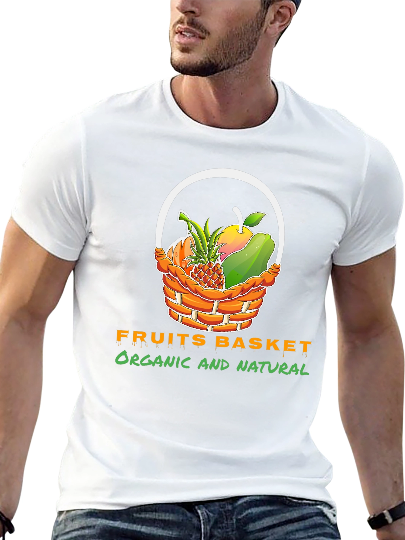 Camiseta Negra con Diseño Frutal Orgánico y Natural