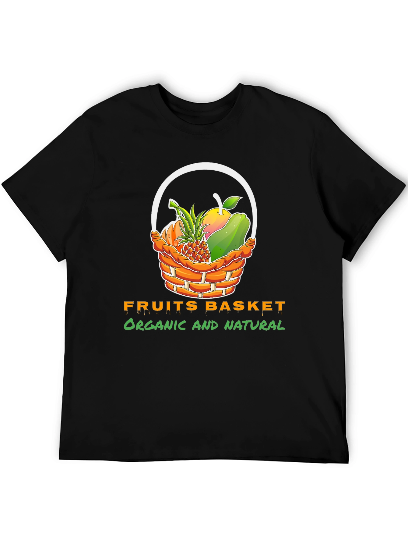 Camiseta Negra con Diseño Frutal Orgánico y Natural