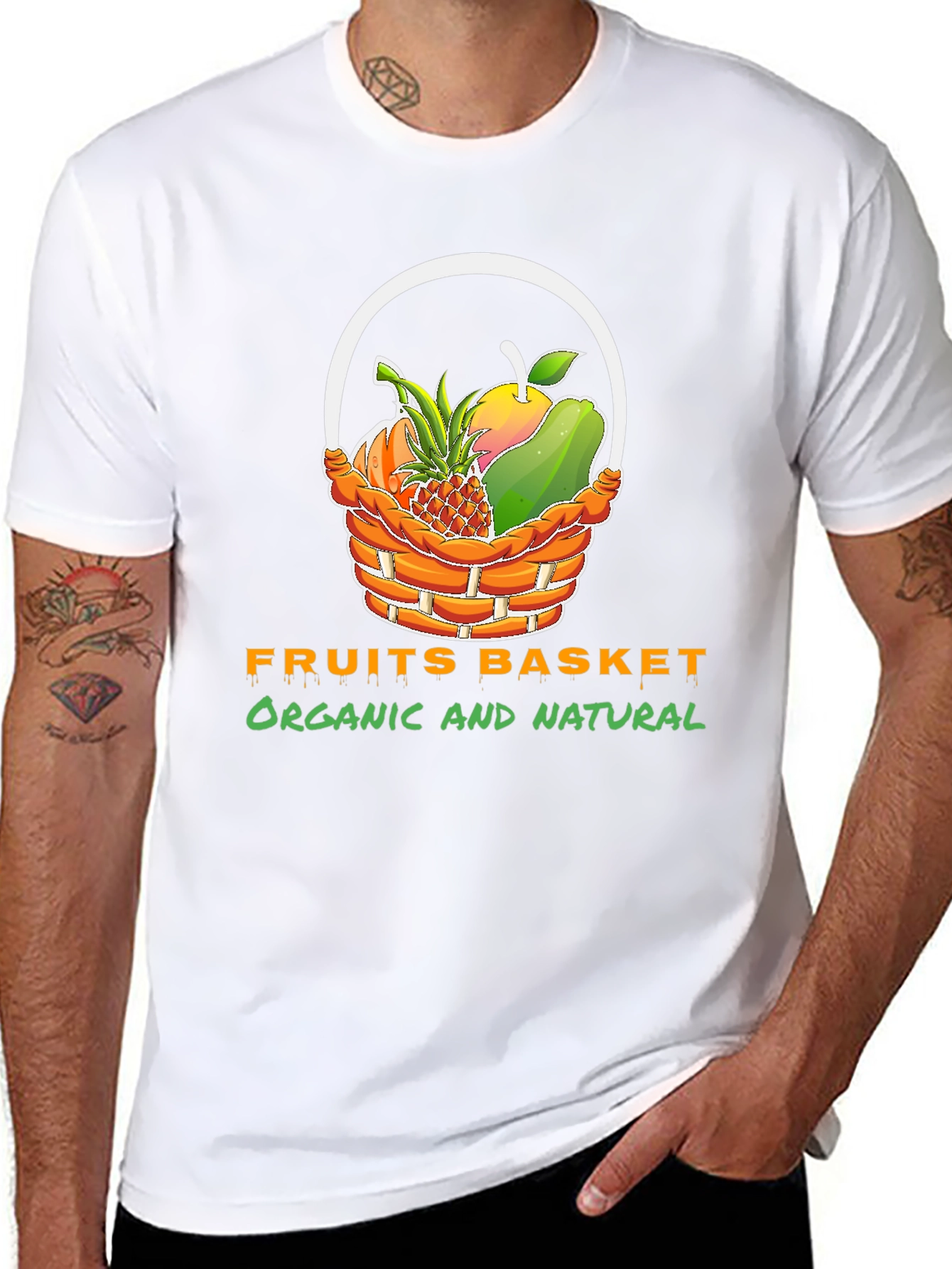 Camiseta Negra con Diseño Frutal Orgánico y Natural