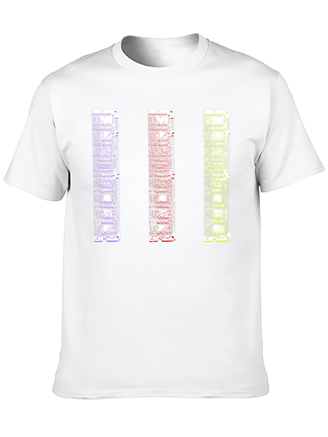Camiseta Negra con Diseño de Circuitos RAM Abstractos