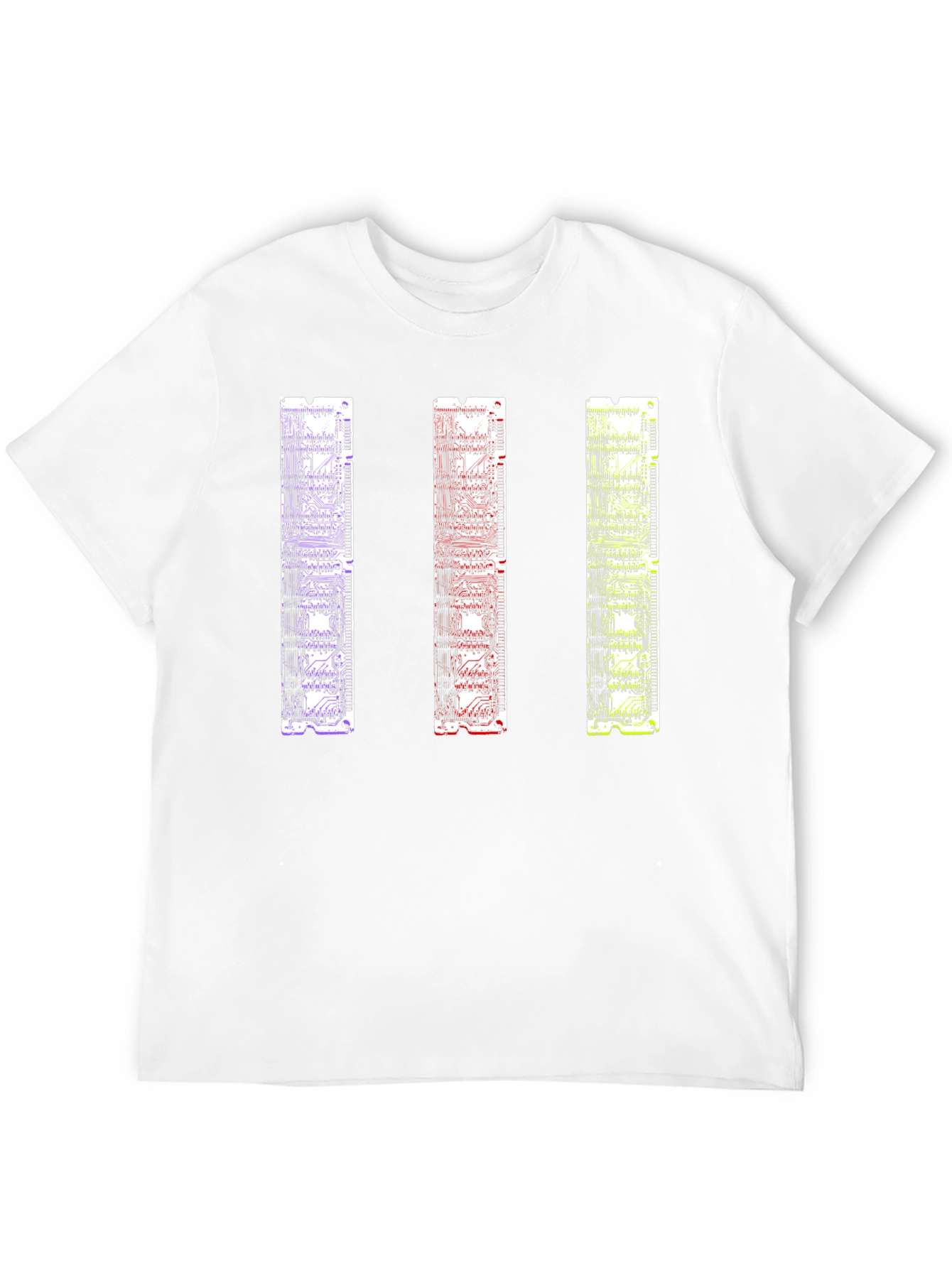 Camiseta Negra con Diseño de Circuitos RAM Abstractos