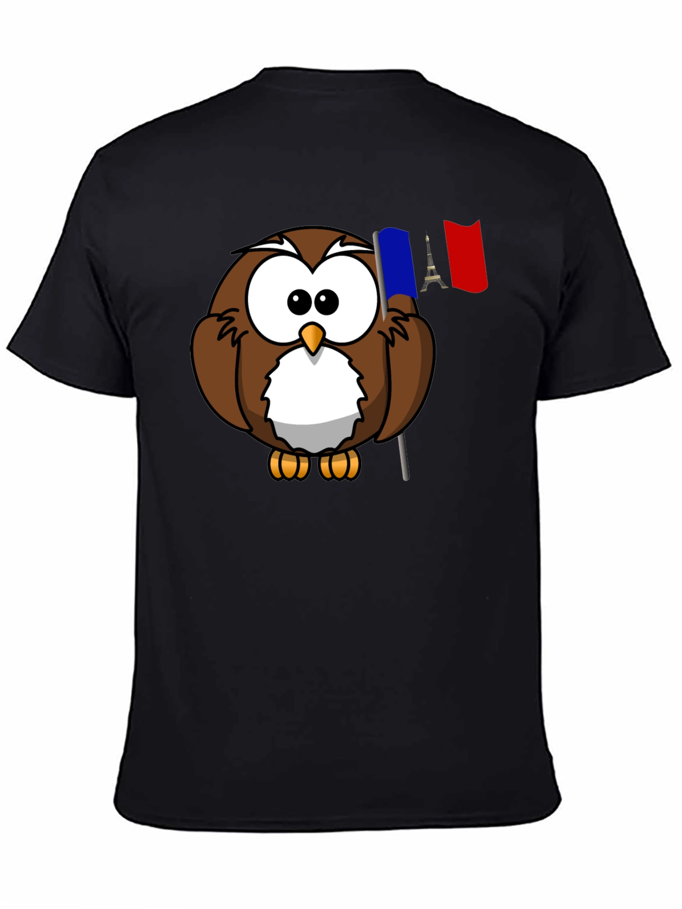 Camiseta Negra con Búho Francés