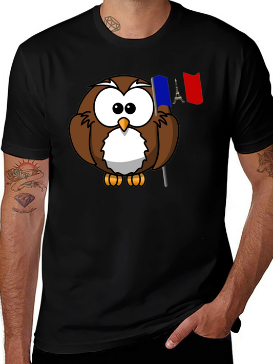 Camiseta Negra con Búho Francés