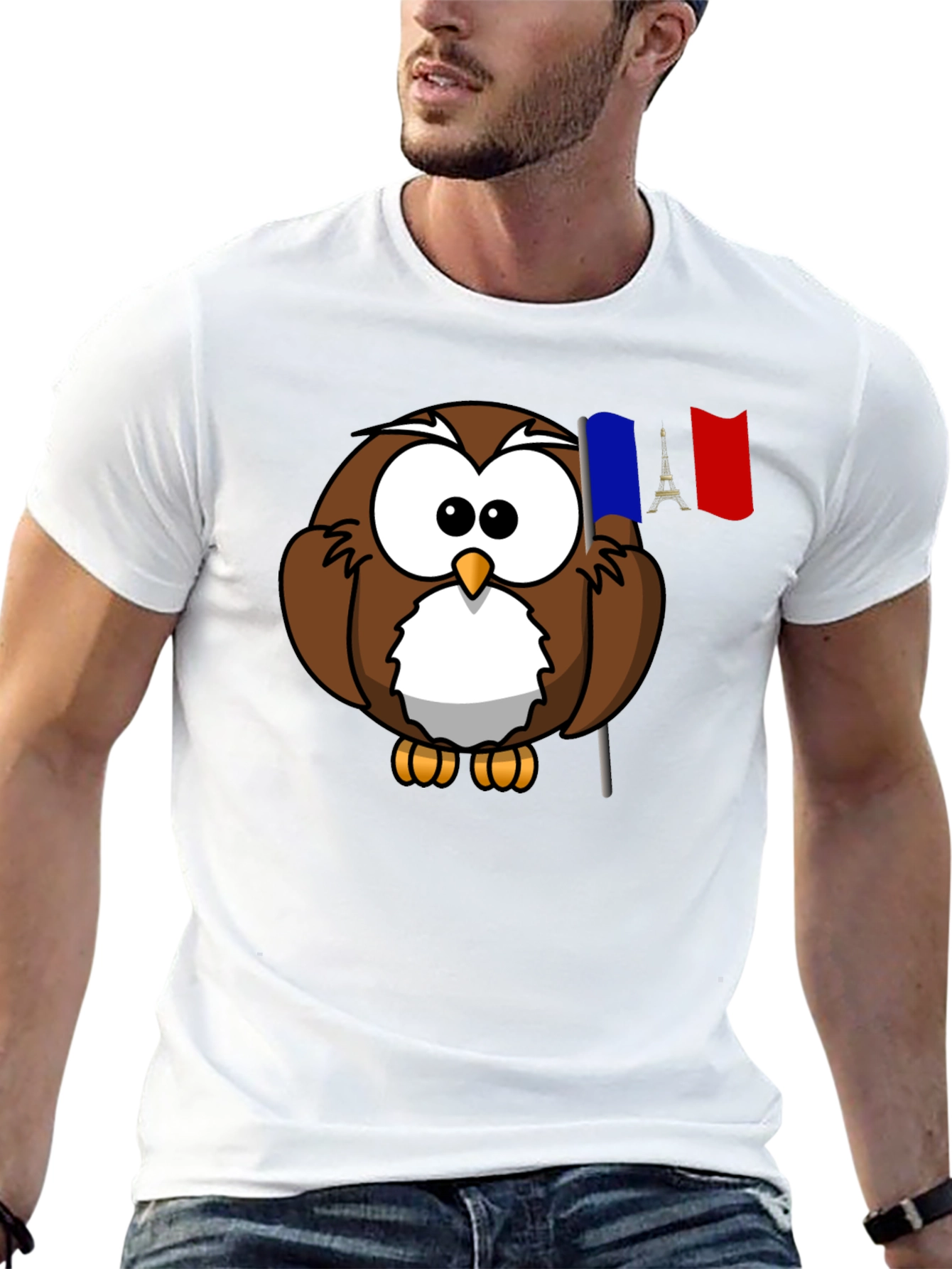 Camiseta Negra con Búho Francés
