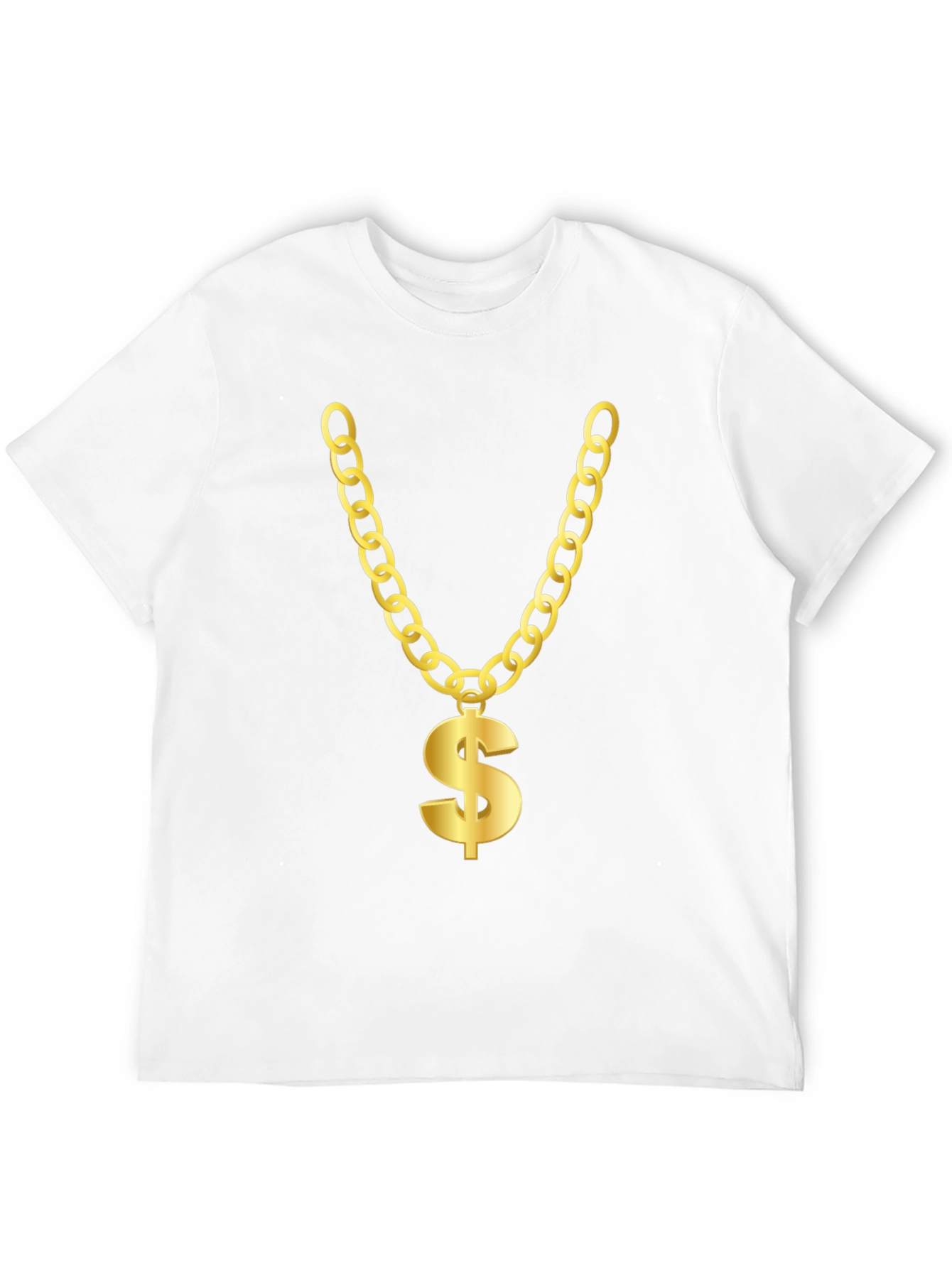 Camiseta Negra con Collar de Dólar Dorado
