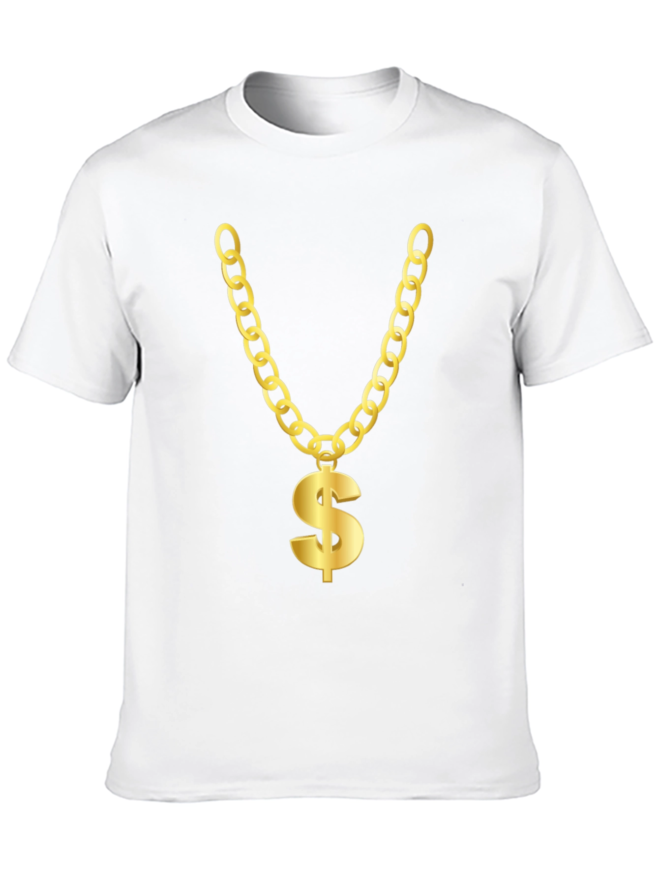 Camiseta Negra con Collar de Dólar Dorado