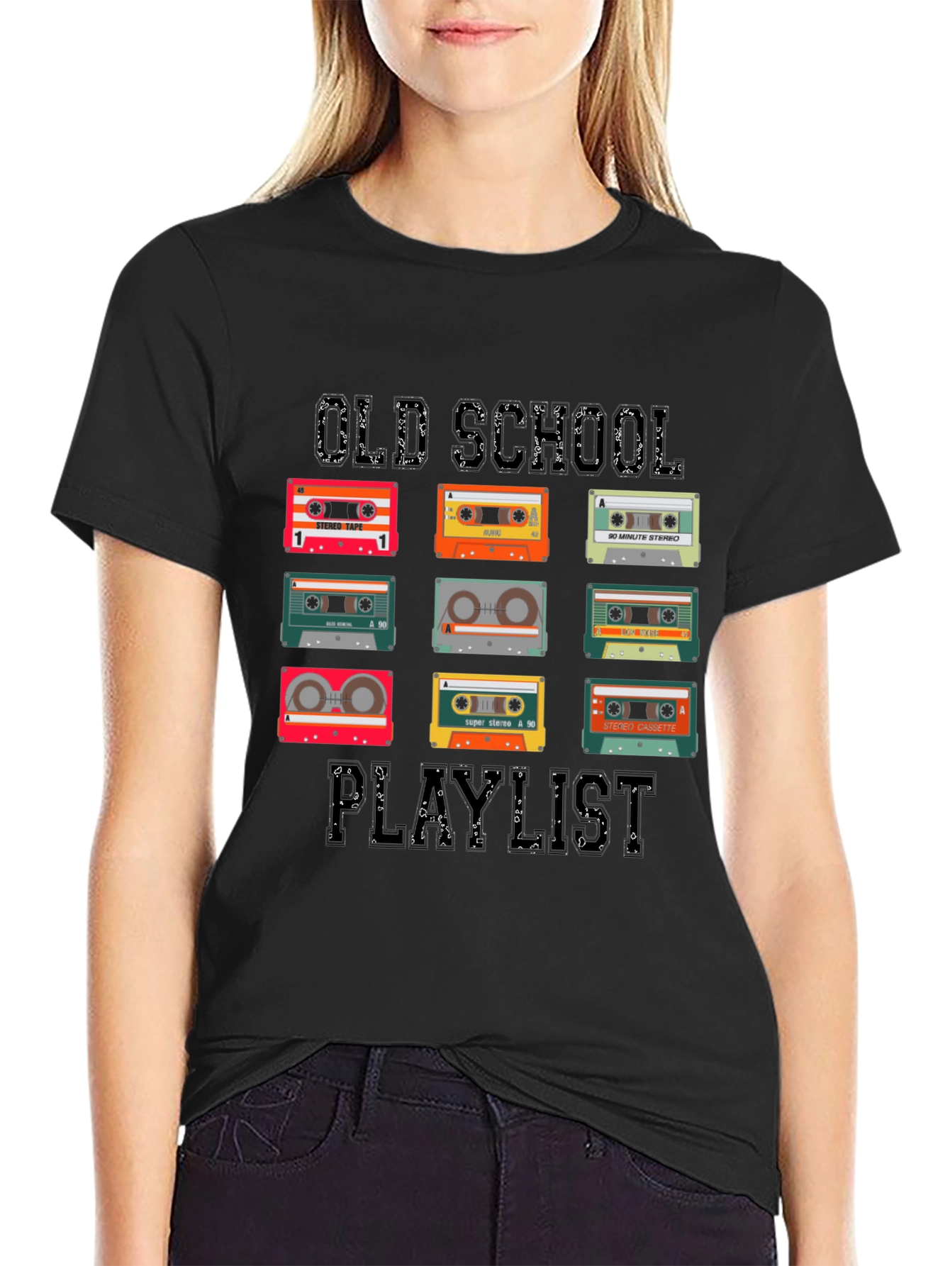 Camiseta Negra Old School Playlist