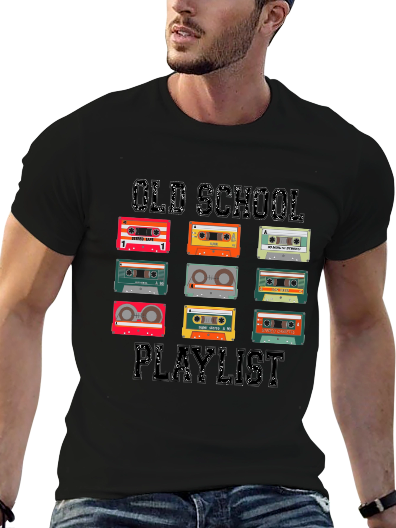 Camiseta Negra Old School Playlist